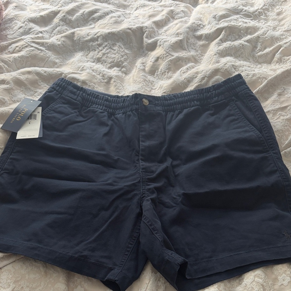 Polo by Ralph Lauren Navy Elastic-Waist Flat Front Men's Shorts